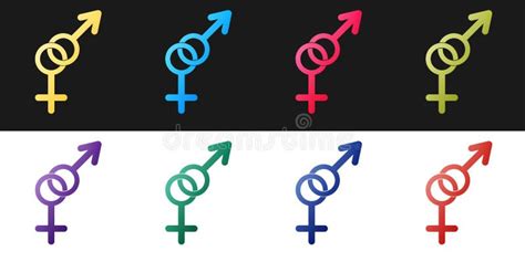 Set Gender Icon Isolated On Black And White Background Symbols Of Men And Women Sex Symbol