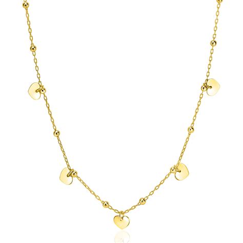 ZINZI Gold Plated Zilveren Ankerketting Met Kleine Bolletjes En Vijf