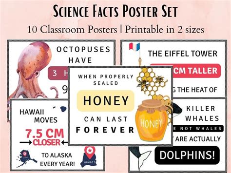 Fun Science Facts Classroom Poster Set, Science Classroom Décor, Life ...