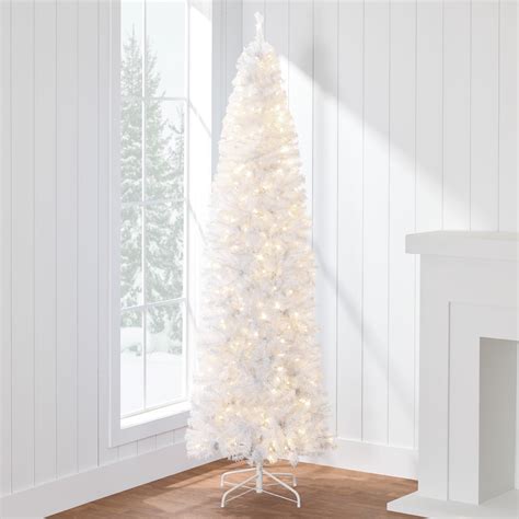 Best Choice Products 12ft Slim Indoor Pre Lit White Pencil Christmas Tree W Foldable Base 900