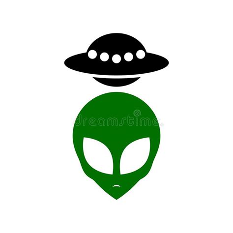 Extranjero Y Logotipo Del Icono Del UFO Ilustración del Vector