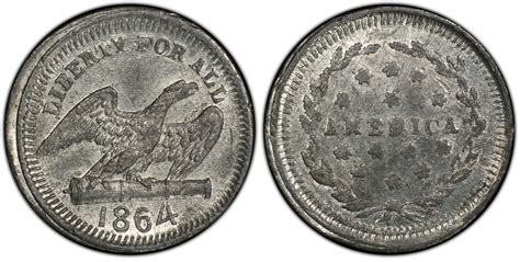 1864 Token F 160 417e White Metal Liberty For All Patriotic Regular