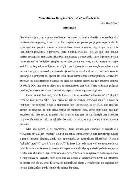 PDF Naturalismo e Religião O Germinal de Émile Zola Germinal é