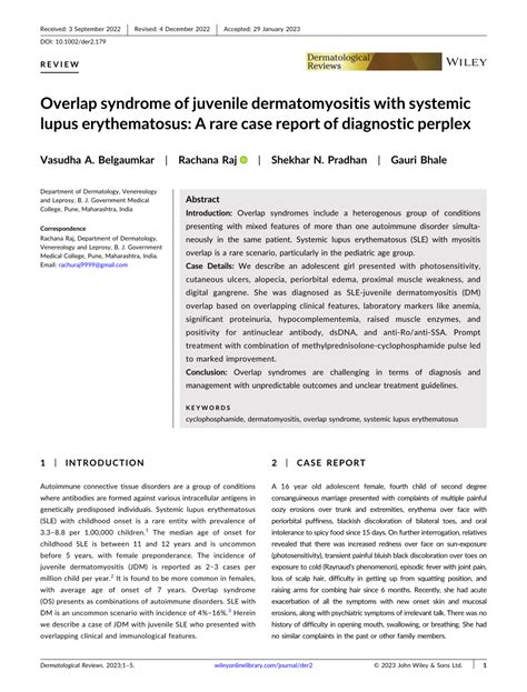 Pdf Overlap Syndrome Of Juvenile Dermatomyositis With Systemic Lupus