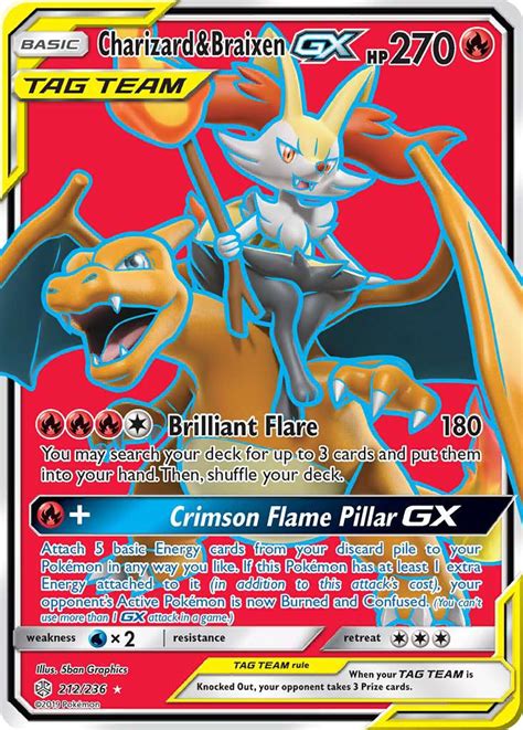 Charizard Braixen GX 212 Cosmic Eclipse 2019 Pokemon Card