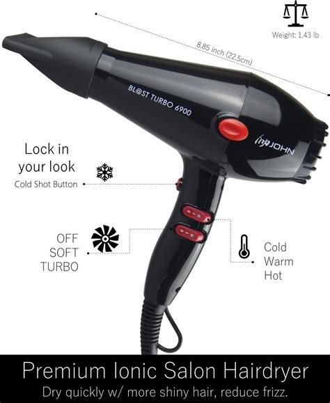 Buy John 2200w Professional Ionic Hair Dryer More Shiny Less Frizz Fast Dry Powerful Hair Blow