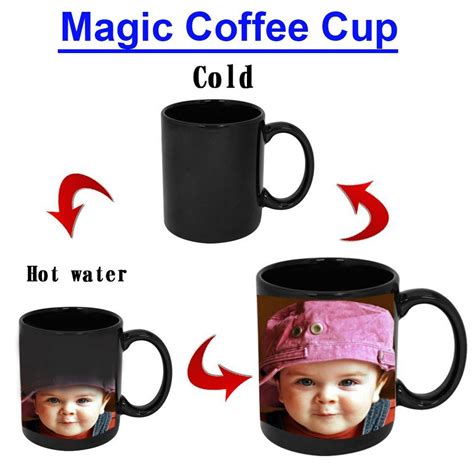 Black Printed Sublimation Magic Mug For Drinking And Gifting