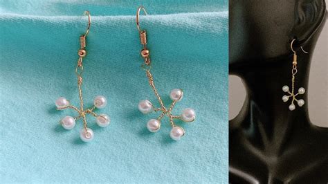 Diy Earrings How To Make Simple Wire Wrapped Pearl Earrings Wire Wrapped Earrings Handmade