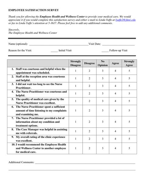 Employee Satisfaction Survey Sample In Word And Pdf Formats Photos