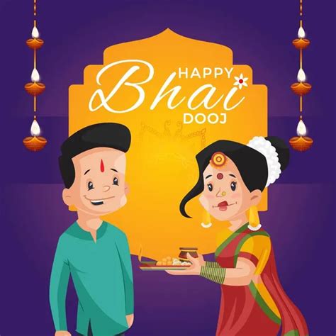 Happy Bhai Dooj Plantilla Diseño Del Banner Del Festival Indio Vector