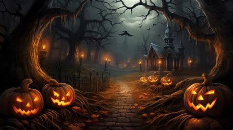 Premium AI Image Ominous Halloween Moonlit Night