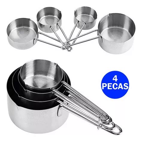 Conjunto Colheres Medidoras Inox 4 Copos Cozinha Receitas MercadoLivre