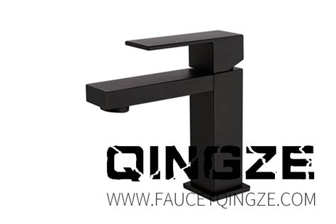 Black Square Deck Mounted Basin Sink Faucet Hot Cold Mixer Bathroom Tap Single Handle