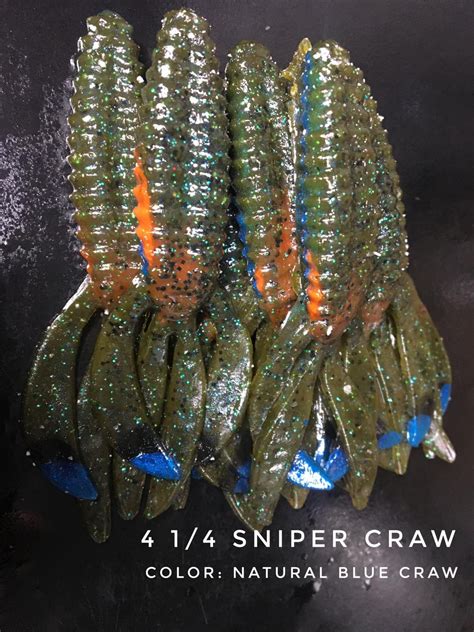 4 14 Sniper Craw Color Natural Blue Craw 30 Count Pack Pre Order 2 3