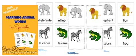 Free Spanish Animal Words - Year Round Homeschooling - Year Round ...