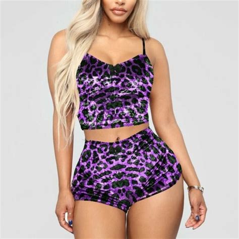 Women Sexy Lingerie Velvet Crop Sleepwear Pajamas Set Tops Short Pants Nightwear Ebay