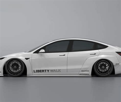 Liberty Walk LB E WORKS Side Diffusers For Tesla Model 3 2024 Facelift