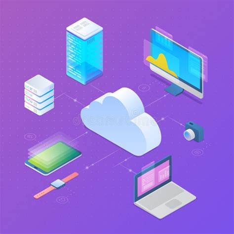 Cloud Computing Upload Concept Flat Line Art Vector Icons Stock Vector