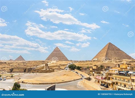 Pyramids of plateau Giza stock image. Image of egypt - 158584755