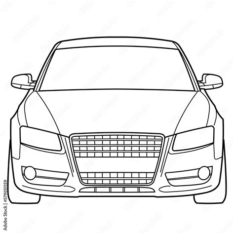 Outline drawing of a car from side view. Classic style. Vector outline ...