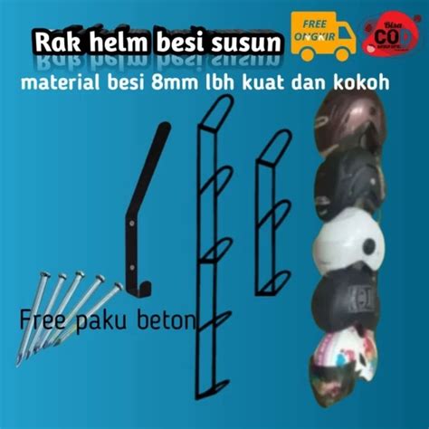 Jual RAK HELM GANTUNG BESI 5 SUSUN RAK GANTUNGAN HELM KOKOH KUAT