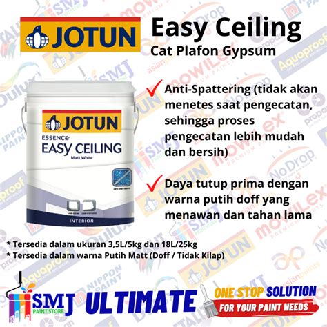 Jual Cat Plafon Gypsum JOTUN Essence EASY CEILING Matt White Putih 18L