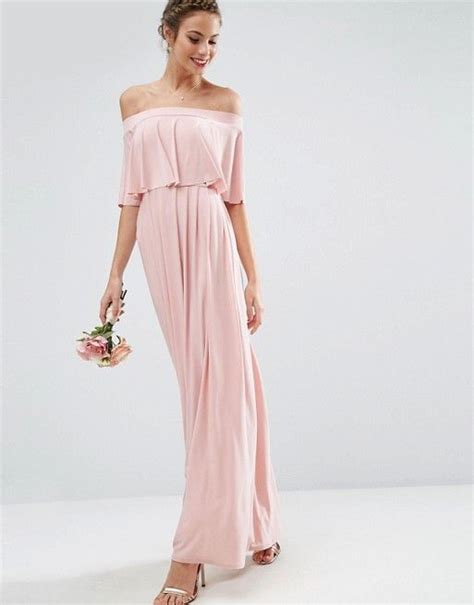 Asos Asos Wedding Off Shoulder Frill Maxi Dress Bridesmaids Dress