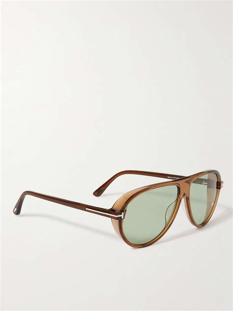 Tom Ford Eyewear Aviator Style Tortoiseshell Acetate Sunglasses For Men