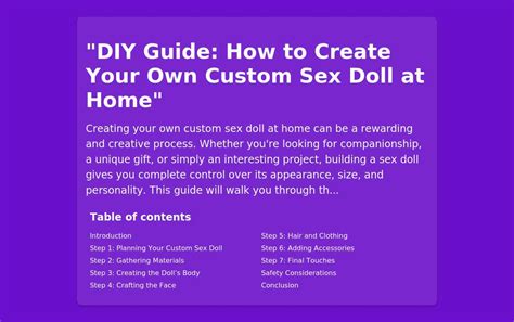 DIY Guide How To Create Your Own Custom Sex Doll At Home Torso Sex Dolls Male Masturbators