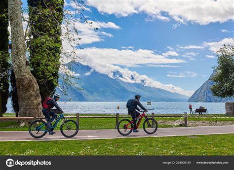 Riva Del Garda Lago Garda Italy May 2019 Tourists Riding Stock