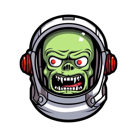 Zombie Astronauten Handgezeichnete Logo Design Illustration Premium