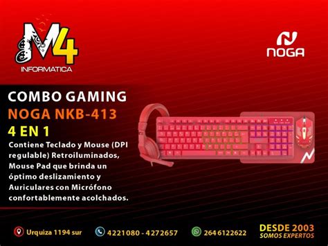 Combo Noga Net Nkb 413r 4 En 1 Teclado Retroiluminado Mouse