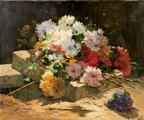 Jeté de fleurs sur une dalle de pierre by Eugène Henri Cauchois on artnet