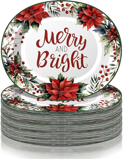 Amazon Lemosae Count Christmas Oval Paper Plates Platter Bulk