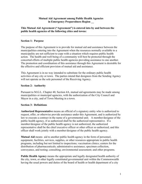 Fire Department Mutual Aid Agreement Template