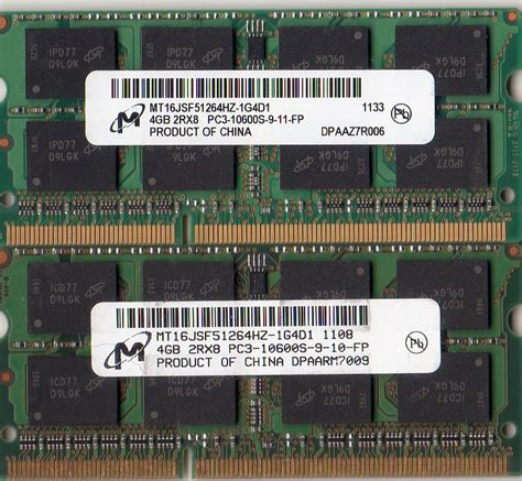 【やや傷や汚れあり】【ノートpc用メモリ】 Micron Ddr3 Pc3 10600 8gb 4gb×2枚セット 1333の落札情報詳細