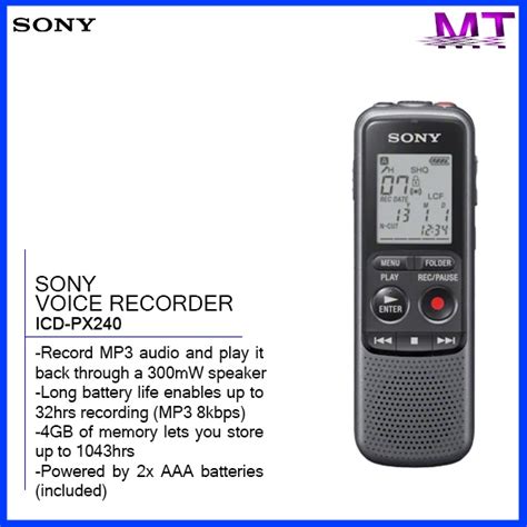 Sony ICD PX240 Mono Digital Voice Recorder 4GB Shopee Philippines