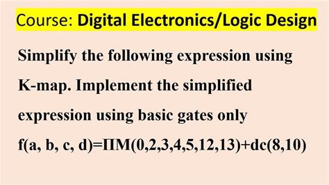 Simplify The Following Expression Using K Map YouTube