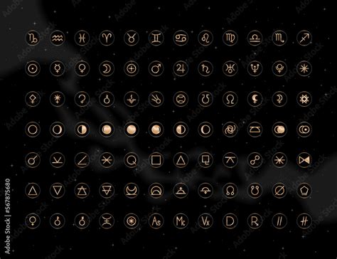 Zodiac, astrology elements, solar system, moon phases horoscope thin ...