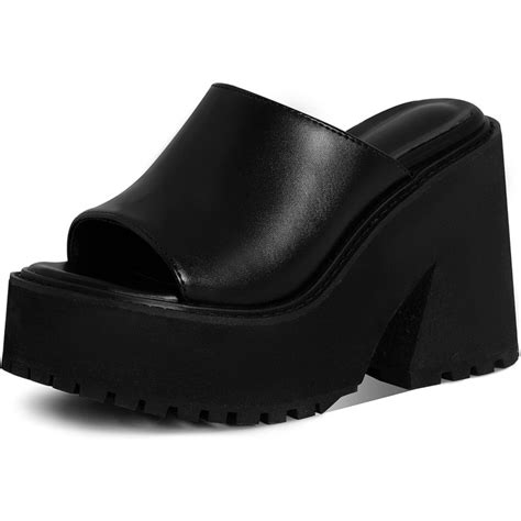 Aminugal Platform Wedge Heel Sandals For Women Chunky Block High Heels