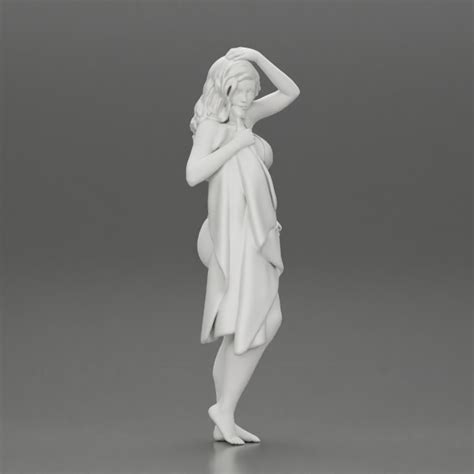 3D Printable Sexy Girl In Bikini Standing And Covering Her Body By Towel By 3DGeschaft