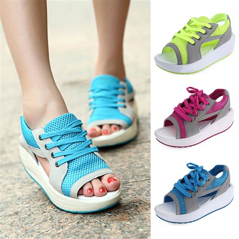 New Women Sport Sandals Lace Up Sneaker Peep Toe Trainer Platform Athletic Shoes Ebay