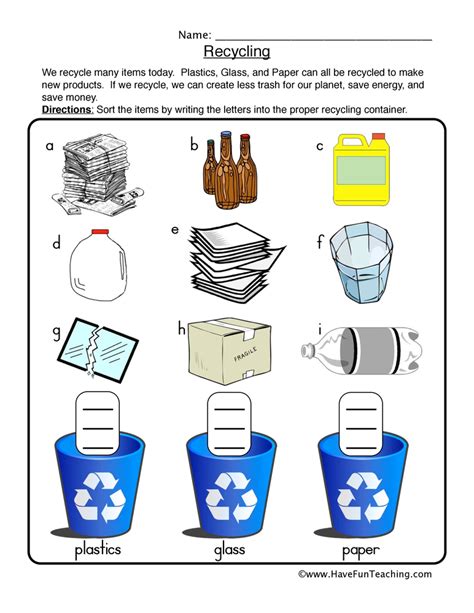 Recycle Activity For Grade