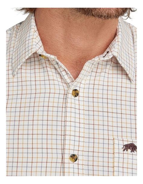 Raging Bull Country Check Brushed Cotton Long Sleeve Shirt In White Myer