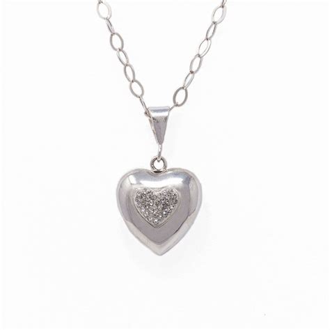 Juego de Plata 925 de Cadena con Dije en Forma de Corazón y Aretes en