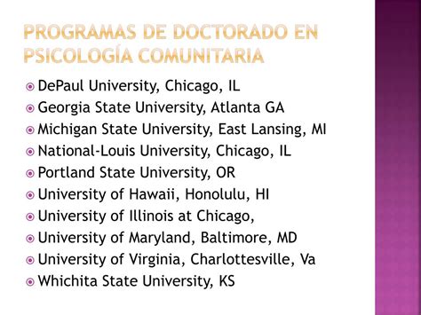 PPT Programas de Psicología Comunitaria en los Estados Unidos