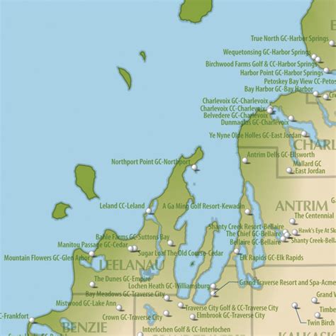 Michigan Golf Courses Map Michigan Map 30x24 | Etsy