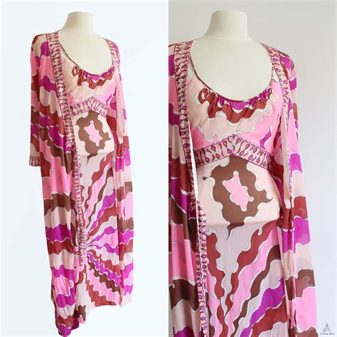 EMILIO PUCCI 1960 S Vintage For Formfit Rogers Long Robe Dressing Gown And Dress Lingerie Set