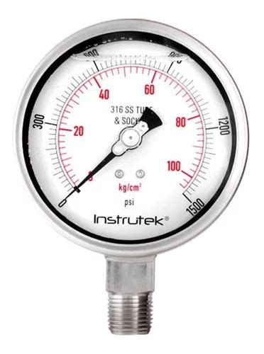 Manómetro Totalmente Inox Alta Presión 4 PLG 1500 Psi