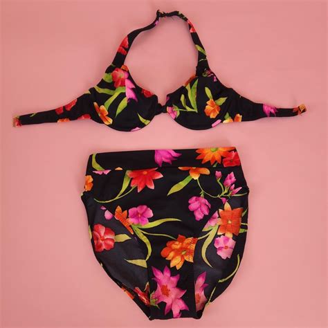 Black Blossom S Bikini Set This S Vintage Depop